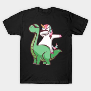 Dabbing Unicorn and Dinosaur T-Shirt